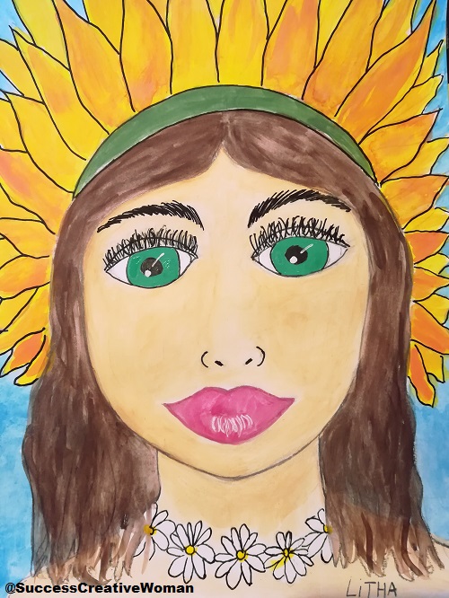 La femme solaire de Litha en dessin